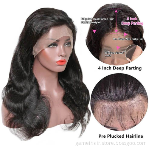wholesale cheap high quality100% virgin natural brazilian long Body Wave 13x4"13x6" transparent Closure Lace Wig human hair wigs